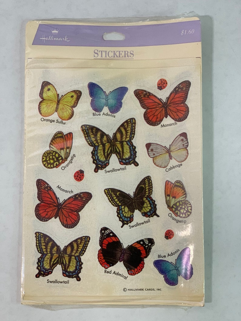 butterfly stickers vintage hallmark etsy
