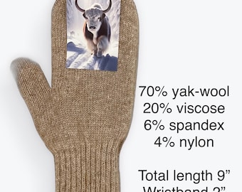 Yak/Camel Wool Mittens, Extremely Warm, Cozy, Double Layered, Best mitts you will own