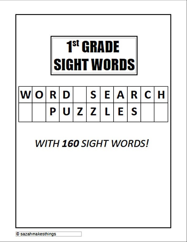 1st grade sight words word search puzzles printable etsy