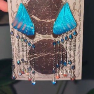 Morpho Aurora Butterfly Wing Earrings, Celestial Earrings