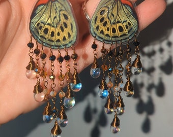 Rare Leprieuri's Glory Butterfly Wing Earrings,  Butterfly Goddess Dangles