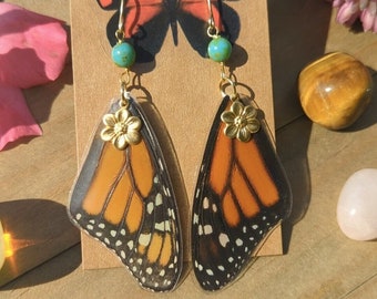 Monarch Butterfly Wing Earrings, Vintage Earrings, Unique Butterfly Jewelry