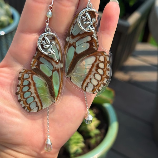 Boucles d'oreilles papillon page en bambou rare, boucles d'oreilles aile de papillon pleine, boucles d'oreilles papillon véritable