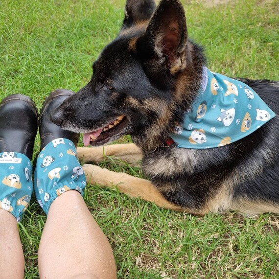 Dog Bandana Doggy Heads, Pet Bandanna, Cotton Dog Bandannas, Dog Scarf, Collar Bandana