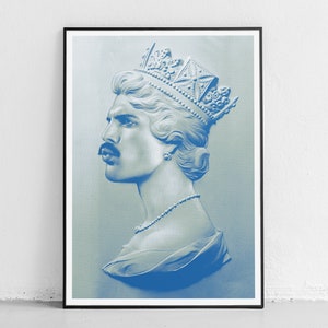 Freddie Mercury Screenprint Freddie Mercury Art Queen Print Queen Art Music Icon Unique Wall Art Freddie Mercury Gift Blue