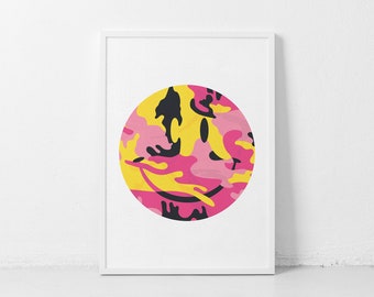 Tutti Frutti Smiley | A3 Print | Unique Wall Art | Gift | Camo Art | Home Decor | Gallery Wall