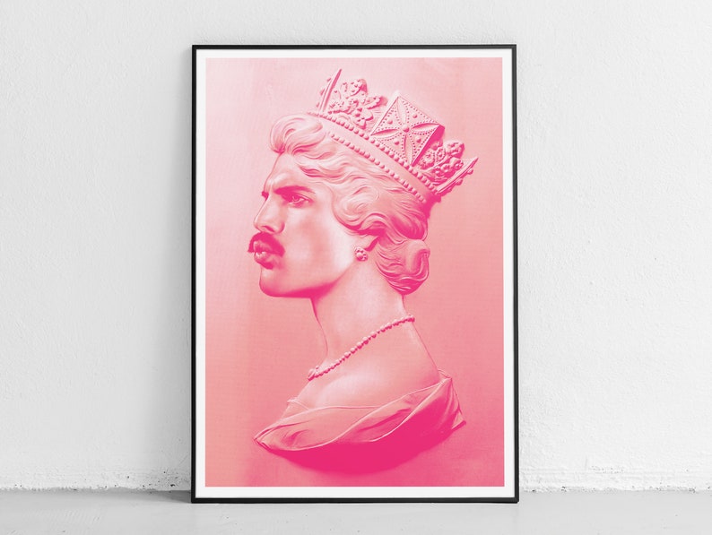 Freddie Mercury Screenprint Freddie Mercury Art Queen Print Queen Art Music Icon Unique Wall Art Freddie Mercury Gift Pink