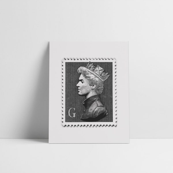 George Michael | Mini Stamp Print | Limited Edition | Unique Wall Art | Rock Royalty | 8x10 inches | Home Decor | George Michael Gift |