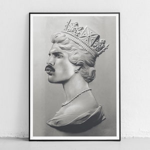 Freddie Mercury Screenprint Freddie Mercury Art Queen Print Queen Art Music Icon Unique Wall Art Freddie Mercury Gift Monochrome