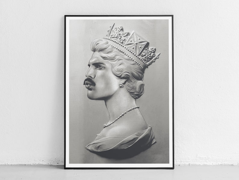 Freddie Mercury Screenprint Freddie Mercury Art Queen Print Queen Art Music Icon Unique Wall Art Freddie Mercury Gift Monochrome