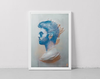 George Michael Druck | Musik-Icon | Einzigartige Wandkunst | George Michael Geschenk | Rock Royalty |Wohnkultur| Galerie-Wand | Erhältlich in A3 & 50x70