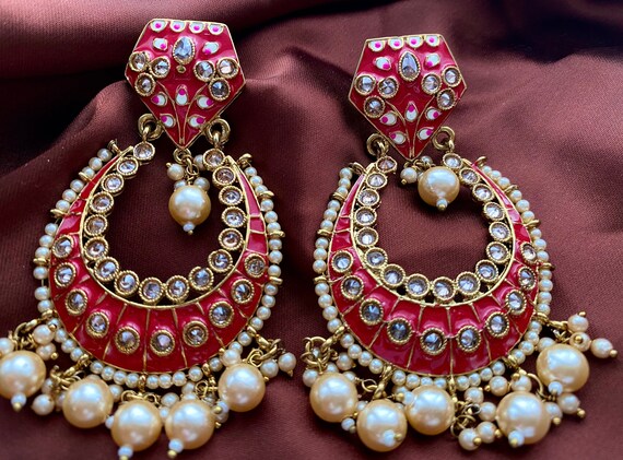 Hand painted Meenakari Earrings Etsy Canada