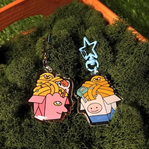 Prismo & Jake/Finn, Jake and BMO Take-Out Box Acrylic Adventure Time Keychain | Adventure Time Keyring