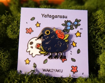 Yatagarasu Chibi Crow Hard Enamel Pin//Japanese Folklore