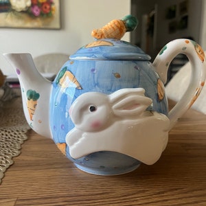 Collectible Easter WCL Vintage Ceramic Easter Bunny Teapot with  Carrots!