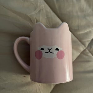 Llama ceramic pink mug