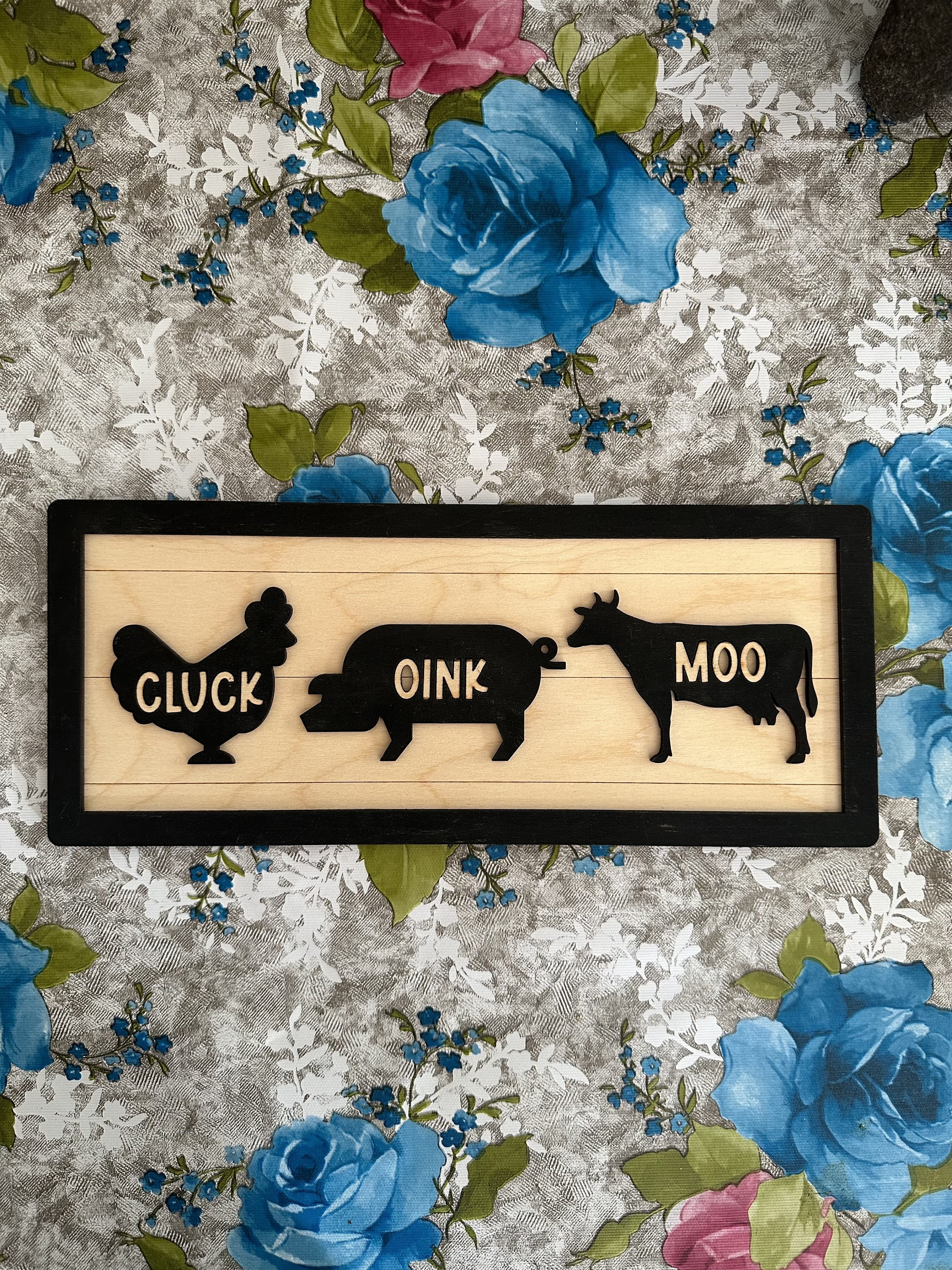 Farmhouse Kitchen Sign: Cluck Oink Moo Shelf Decor - Etsy