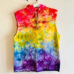 Pride rainbow sleeveless hoodie- unisex large
