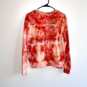 Tie dyed sweatshirt with pockets- warm sherbert small