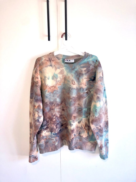 Blue / Brown Ice Dyed Sweatshirt With Pockets - Etsy