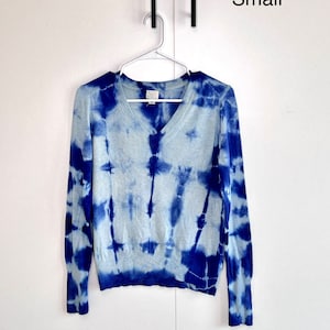 Indigo hand dyed shibori sweater- small