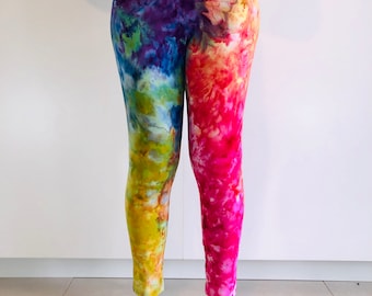 Rainbow tie dyed women’s leggings ankle length high waist.