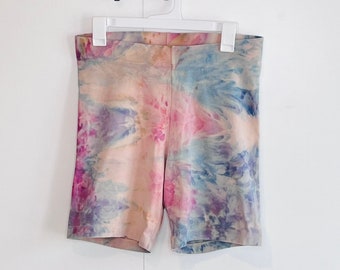 Cotton candy skies  ice dyed bike shorts- large