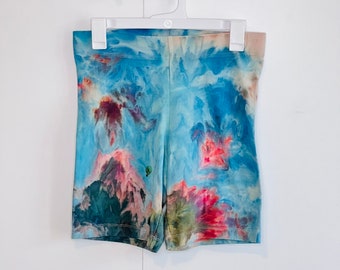 Monet inspired ice dyed bike shorts- medium