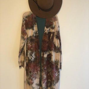 Women’s tie dyed duster cardigan taupe/ mushroom