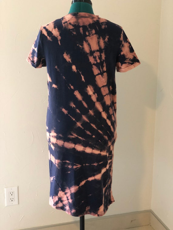 blue tie dye t shirt dress Navy Reverse Dress- Sun Burst MEDIUM Tie dying