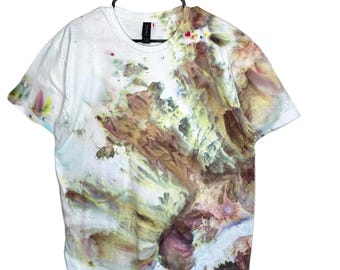 T-shirt unisex taglia XL con stampa astratta di alce e effetto ghiaccio.