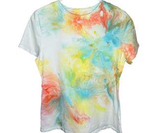 Camicia astratta con stampa ghiaccio "Brezza tropicale" - Taglia S