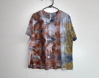 Camiseta teñida en marrón, azul y dorado hielo - 2XL