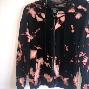 Reverse tie dyed zip up hoodie -UNISEX