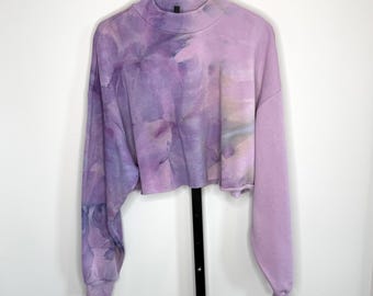 Gold purple and blue-green cropped sweatshirt. Maradi gras