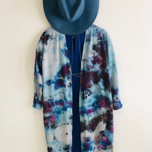 Spolverino cardigan donna tie dye rosa/blu
