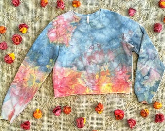 Floral Nebula Ice dyed fleeced sweatshirt 2XL