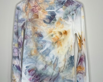 Cosmic chaos abstract ice dyed long sleeve thermal t-shirt- x-small- stretchy