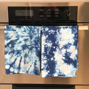 Indigo Shibori tie dyed tea towel