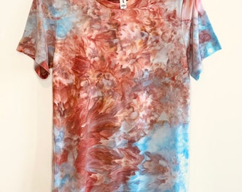 Rust and blue ice dyed t- shirt-small