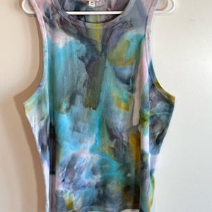 Reimagined peacock ice dyed tank top- 2x