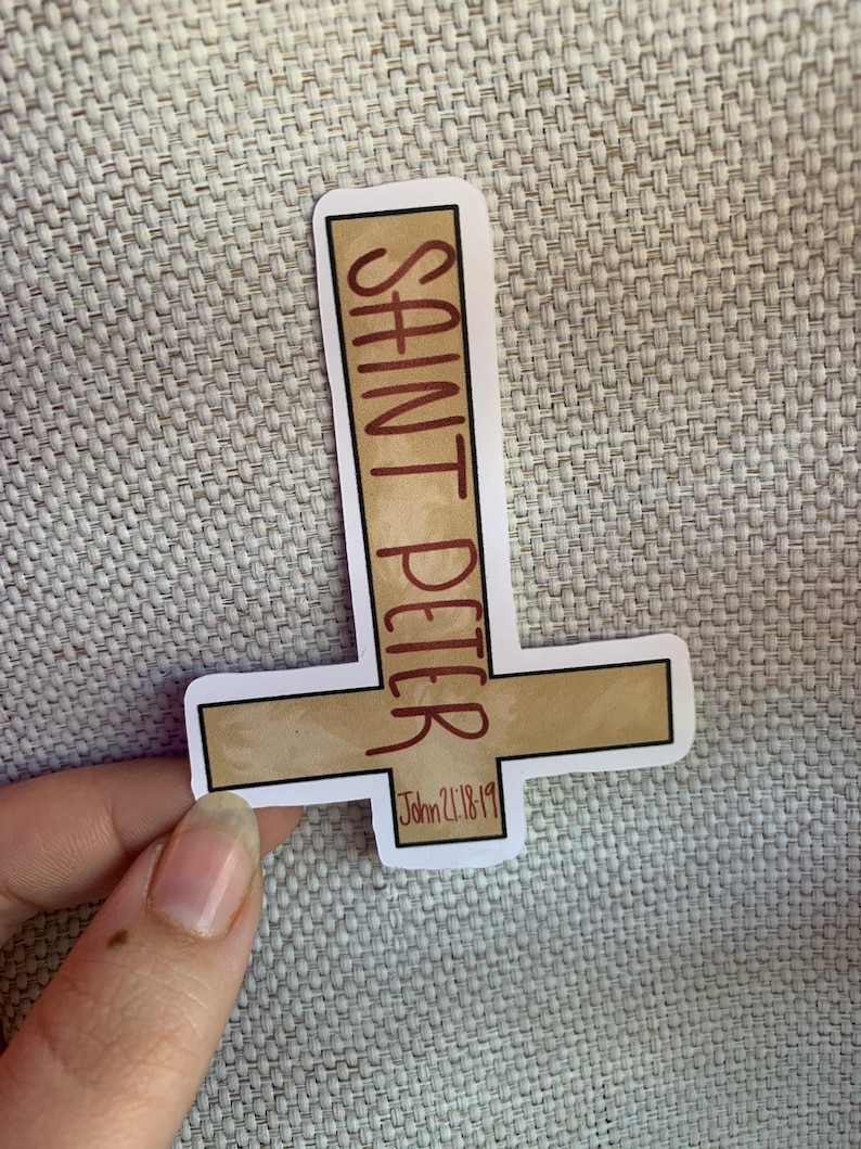 Saint Peter Cross Upside Down Crucifix Catholic Sticker Etsy