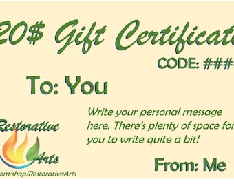 Gift certificate for Restorative Arts shop only