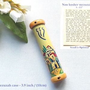 Small mezuzah with scroll Mezuzah cover Jewish gifts