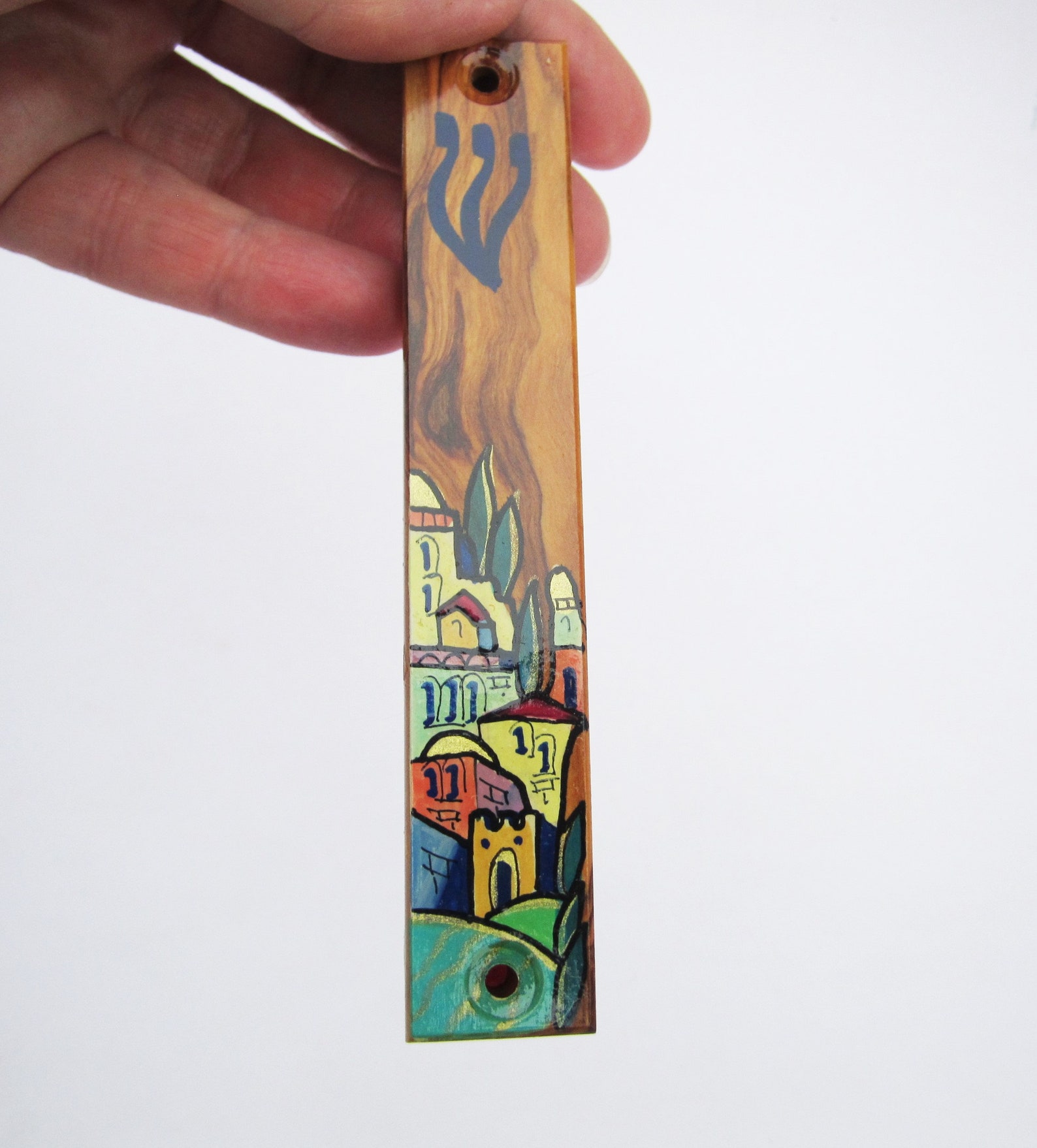 Colorful mezuzah case Mezuzah cover Wooden mezuzah Handmade Etsy