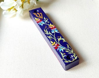 カラフルなメズザー 花柄のメズザーケース メズザーカバー 手作りのメズザースクロールケース ユダヤ教の結婚祝い