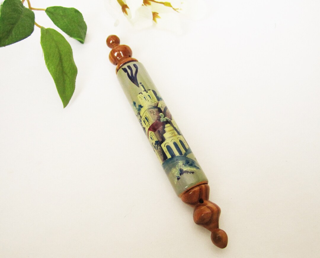 Blue Mezuzah Scroll Case Mezuzah Cover Handmade Wood Mezuzah Etsy