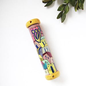 Mini Mezuzah with Non‑Kosher Scroll – Self‑Adhesive Handmade Olive Wood Judaica Gift