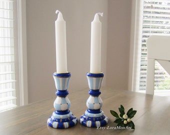 Shabbat candlesticks hand painted Shabbat candle holder Judaica gift