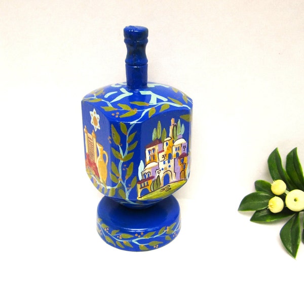 Hanukkah dreidel Hand painted dreidel Wood dreidel Hanukkah gift for kids Jewish Holiday Gift Collectible dreidel